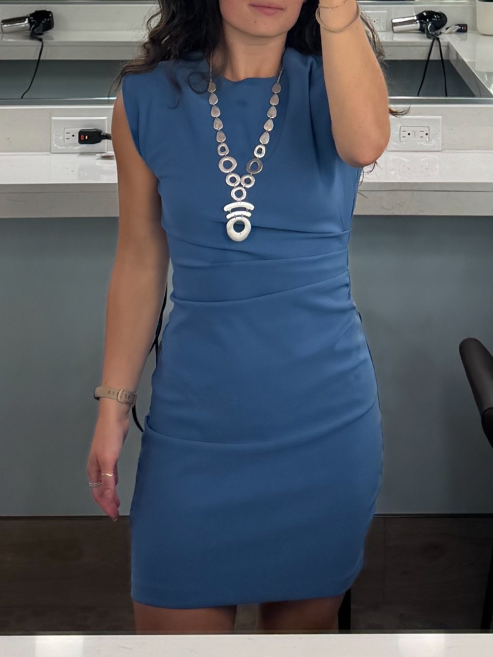 glam Sleeveless Blue Sheath Dress